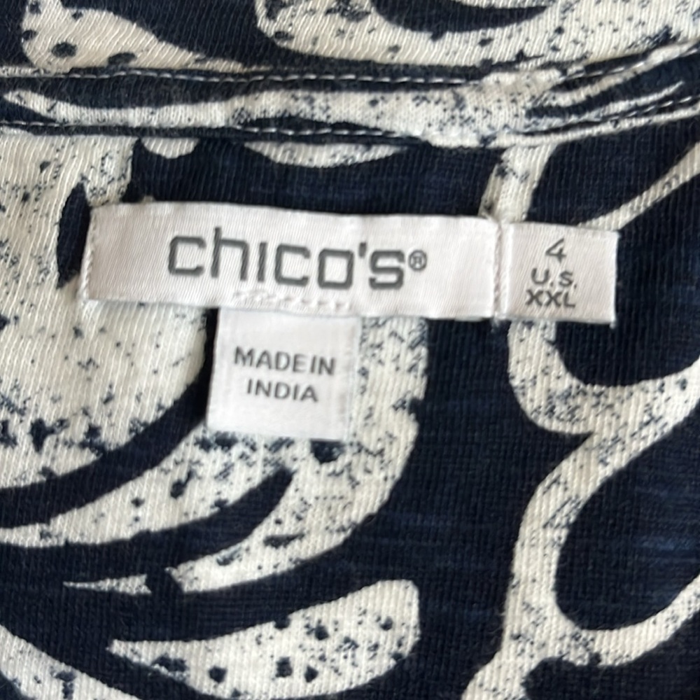 CHICO’S Paisley Cap Sleeve Tee Women’s Sz 4(XXL) - Picture 7 of 11